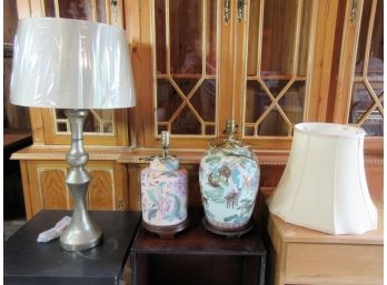 Two Chinese Decorated Table Lamps
