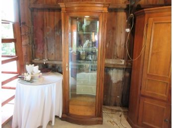 Modern Oak And Glass Vitrine Cabinet