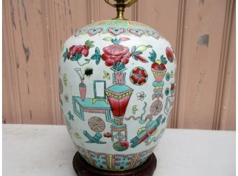 Large Enamel Decorated Chinese Lamp