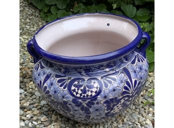 Blue & White Double Handled Planter ~ Amora Mexico ~