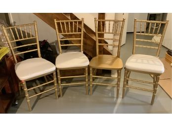 4 Gold Wood Chiavari Chairs ~ With Chair Pads ~