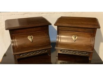 Pair Of Vintage Vanity Wood Boxes