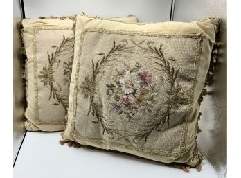 Gorgeous Pair Needlepoint Pillows Purchased In Rome