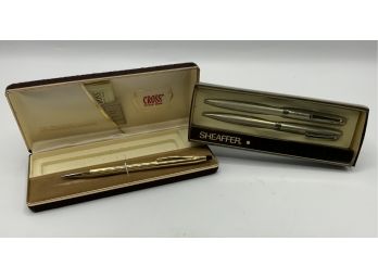 Cross 14k Gold Filled Mechanical Pencil & Sheaffer Pen Set