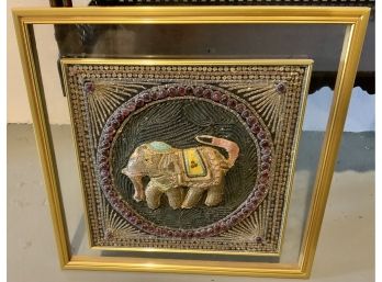 Sequin & Beaded Elephant In Glass Frame