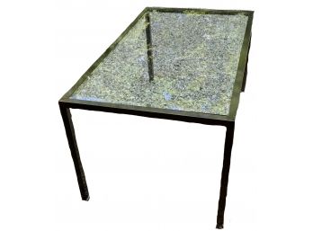 Antique Brass Finish Table W/glass Top