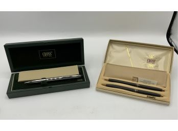 Vintage Cross Ladies Pen & Pencil Set NIB Matte Black #2541 & Cross  Pen With Leather Case New In Box