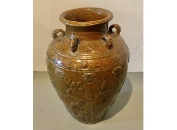 Vintage Terra Cotta Urn W/dragon