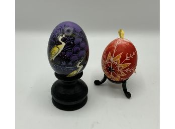 2 Beautiful Hand Painted Genuine Eggs