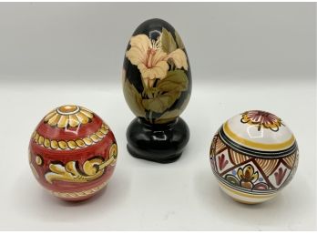 3 Ceramic Eggs ~ 2 De La Cal Puente Espana & More ~