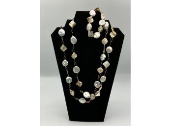 Beautiful Mother Of Pearl Necklace & Matching Bracelet