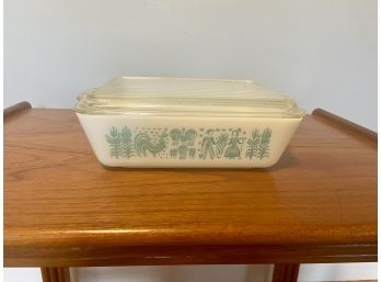 Vintage Pyrex 0503 TURQUOISE AMISH BUTTERPRINT Refrigerator Dish W Lid