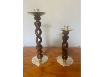 Mid Century Barley Twist Candle Sticks