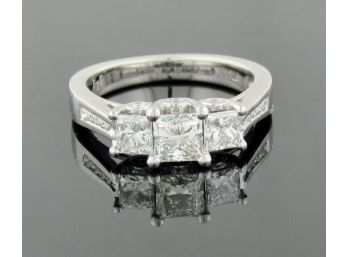 Three Stone Princess Cut Diamond Engagement Ring