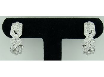 J Hoop White Gold Diamond Earrings