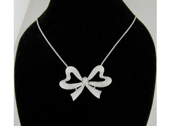 14k Diamond Ribbon Pendant Necklace