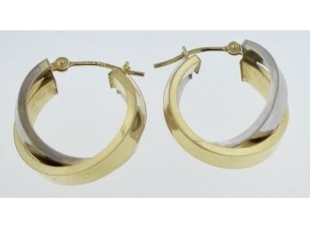 14K Two-Tone Gold Hoop Earrings