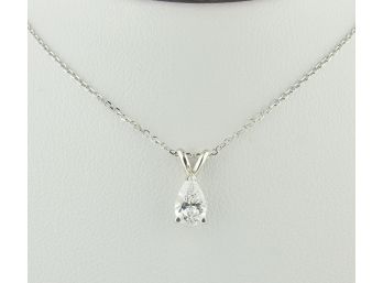 14k White Gold Diamond Pear Pendant