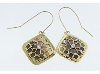 14K Gold Mother Of Pearl Earrings