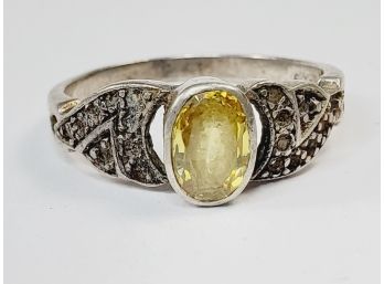 Citrine Stone Vintage Sterling Silver Ring