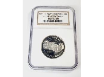 NGC  1991 S Proof  Mount Rushmore 50 Cent PF69 Ultra Cameo Slab