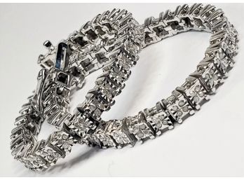 White Diamond Rhodium Over Sterling Silver Bracelet 1.00ctw