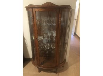 Antique Half Round Curio Cabinet  With Content.