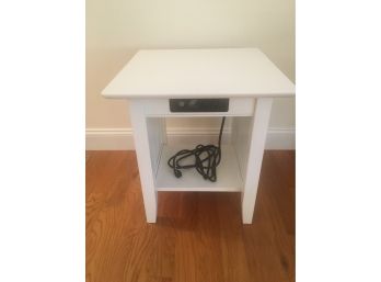 Side Table With USB Charging Ports And Outlets.