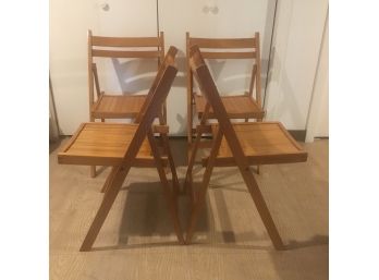 Set Of (4) Romanian Made MCM Folding Chairs.