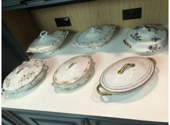 6 China Covered Casserole Dishes