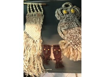 4 Pc Macrame  Owl's Lot