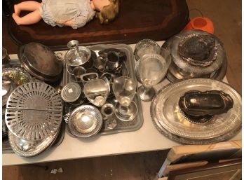 Gigantic Silverplate, Pewter & Misc Metals Lot