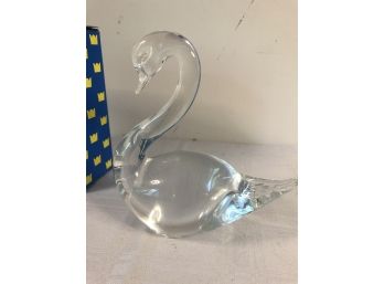 Glass Swan Figurine Made In Sweden