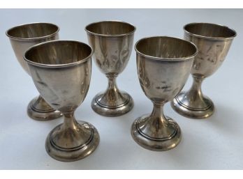 Set Of 5 Cordial Goblets Sterling AG 2.36 Ozt