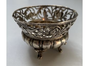 Antique English Pierced Silver Footed Bowl - 3.25 Ozt