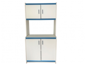 Vintage 1980s White & Blue Contrast Laminate Cabinet (contents Not Included)