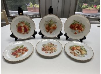 Group Of 6 Schumann Arzberg Bavaria Germany Fruit Motif Salad Plates