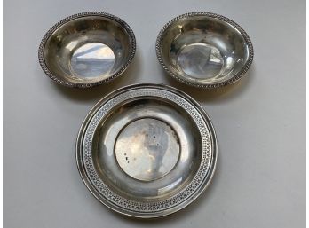 Group Of Three Sterling Silver Plates - 7.73 Ozt