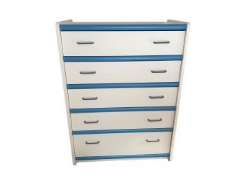 Vintage 1980s White & Blue Contrast Laminate Dresser