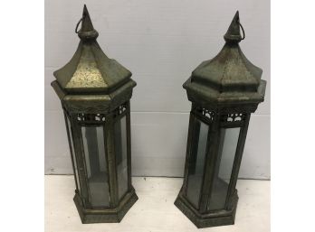 Pair Of Tin Lanterns