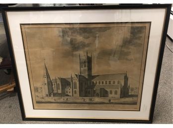 19th Century Cathedral Print 'church Of Worcester'