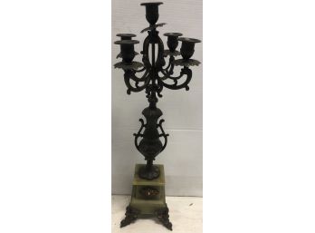 Onyx And Metal Five Light Candelabra