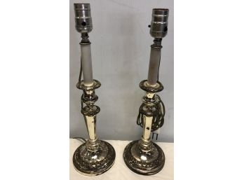 Pair Of Candlesticks Converted To Lamps