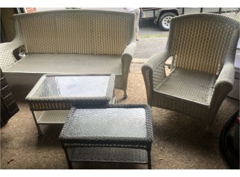 Four Piece Plastic Wicker Lot