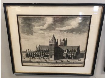 19th Century Cathedral Print 'Exeter'