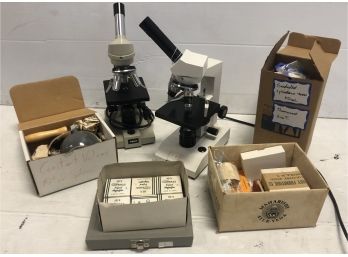 Two Microscopes And Accessories, Etc.