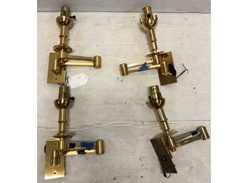 Two Pair Of Brass Swing Arm Lights