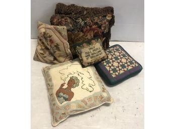 Group Of Needlepoint And Decorative Pillows