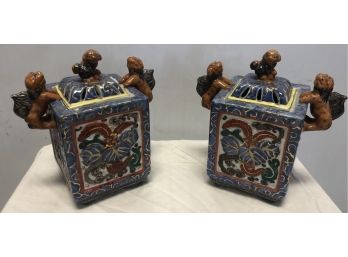 Pair Of Chinese Porcelain Pots