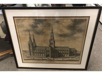 19th Century Cathedral Print 'church Of Litchfield'